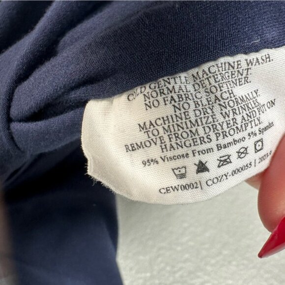 Cozy Earth Women’s Bamboo Stretch Knit Short Sleeve Pajama Pant Set in Navy L - Picture 7 of 14